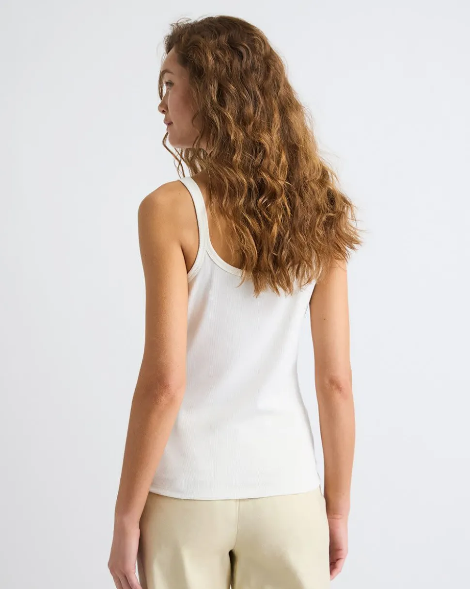 Scoop-Neck Ribbed Cami with Spaghetti Straps