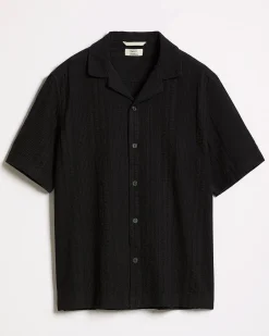 Seersucker Short-Sleeve Shirt with Camp Collar