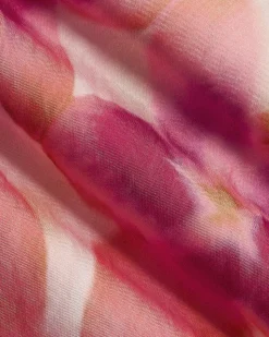 Sheer Pencil Midi Skirt with Floral Print