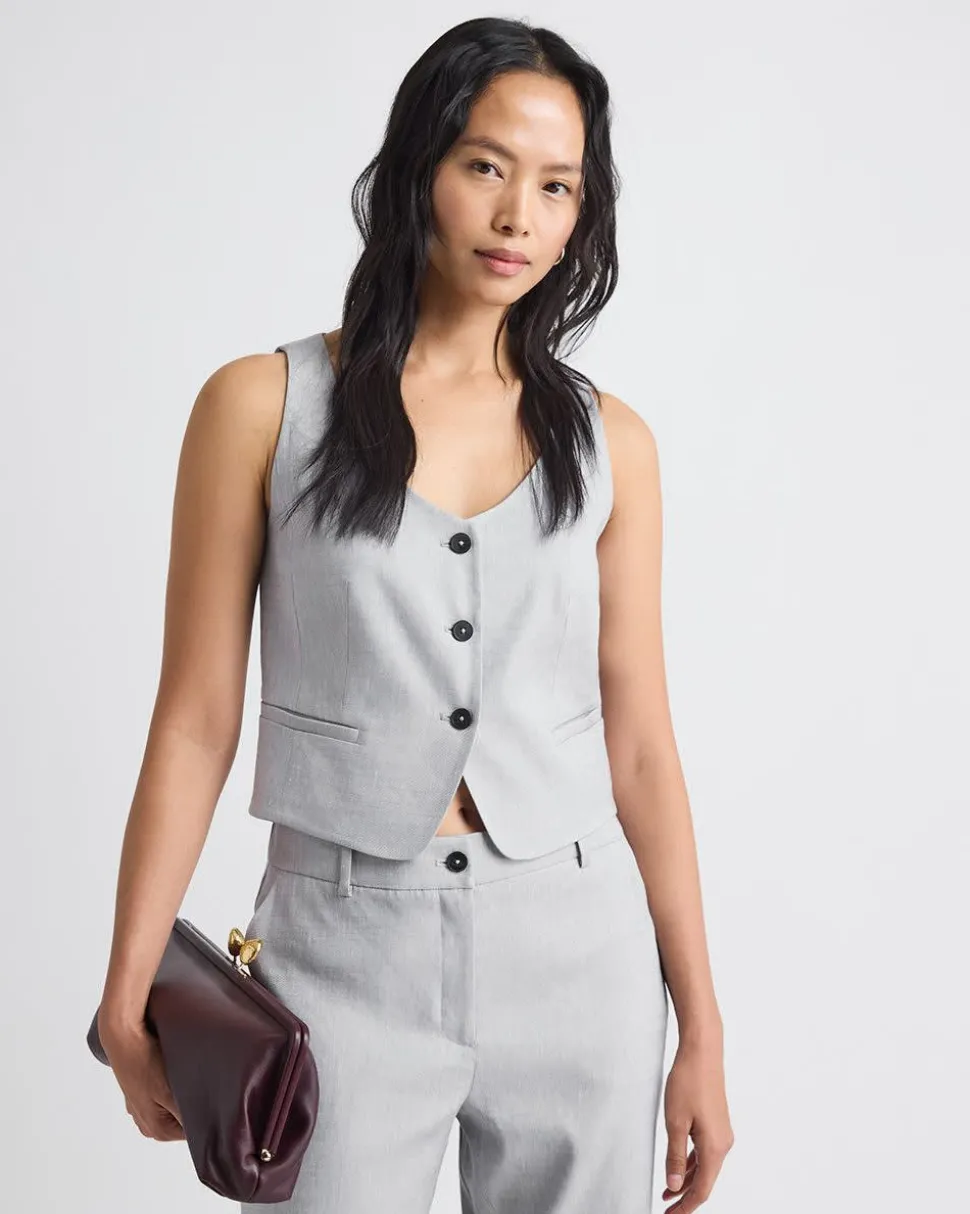 Short Grey-Linen Vest