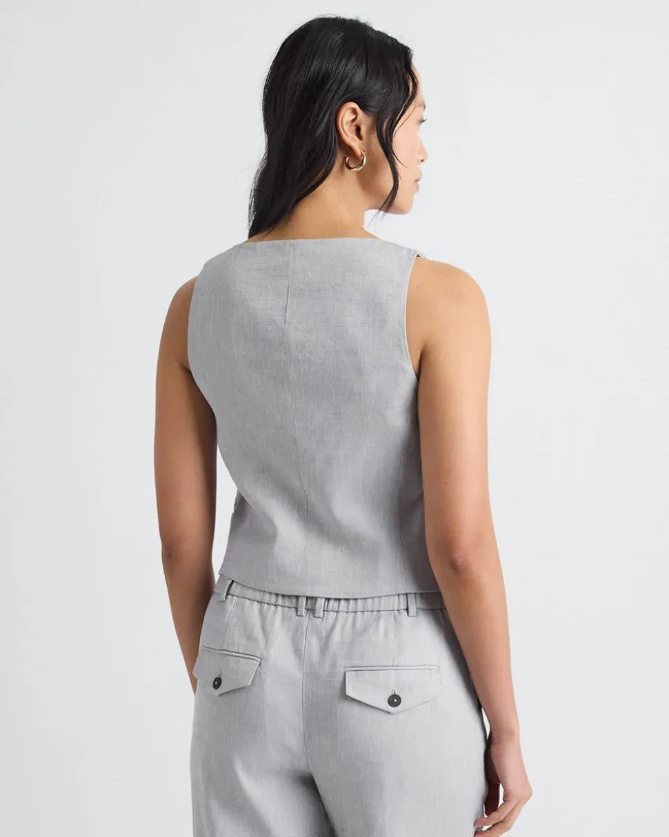 Short Grey-Linen Vest