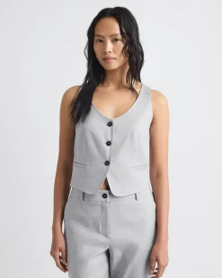 Short Grey-Linen Vest