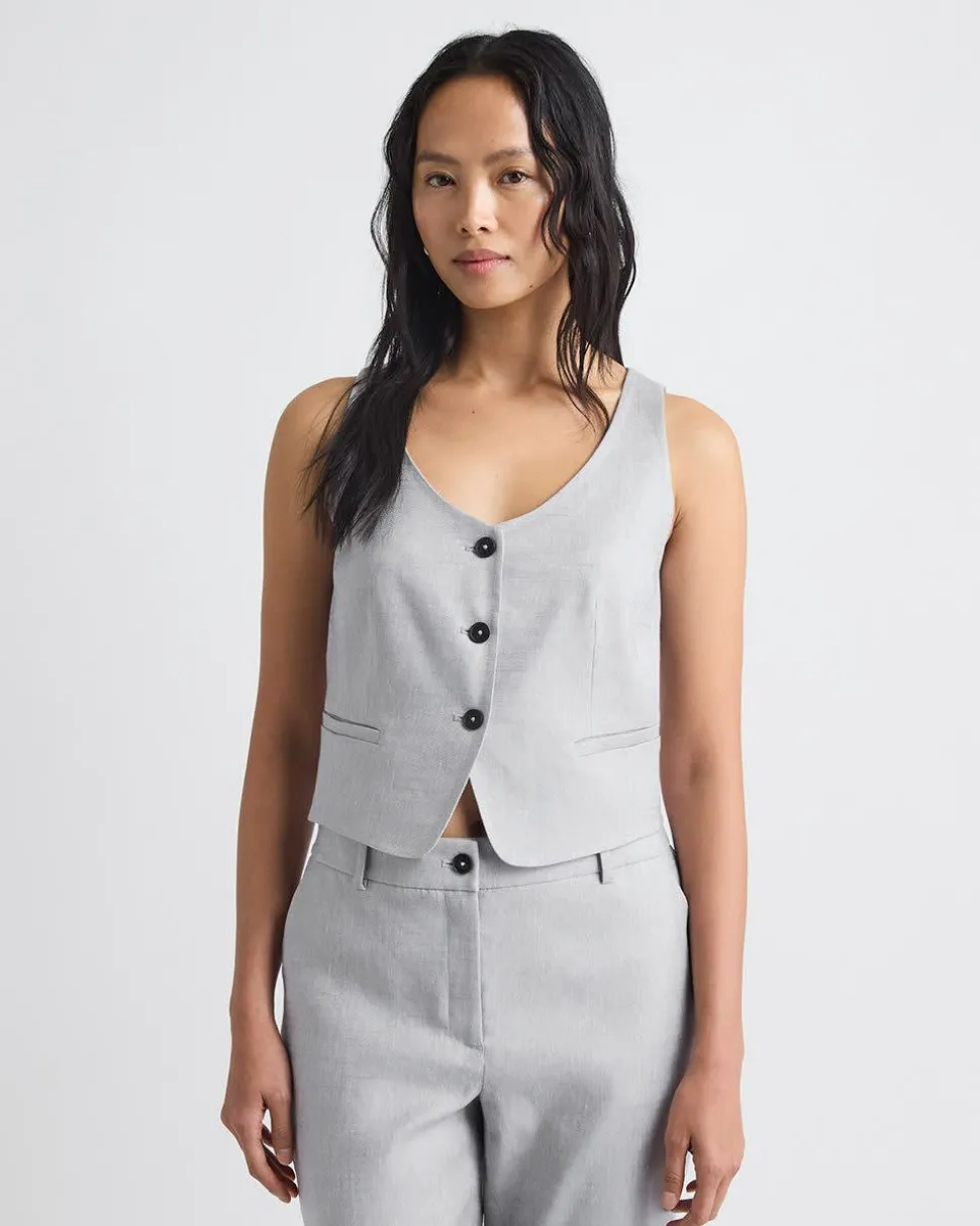 Short Grey-Linen Vest