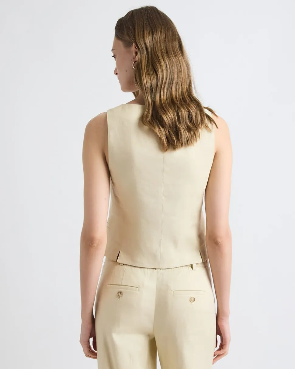 Short Linen-Blend Vest