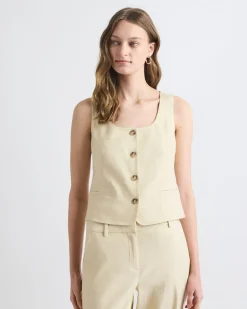 Short Linen-Blend Vest