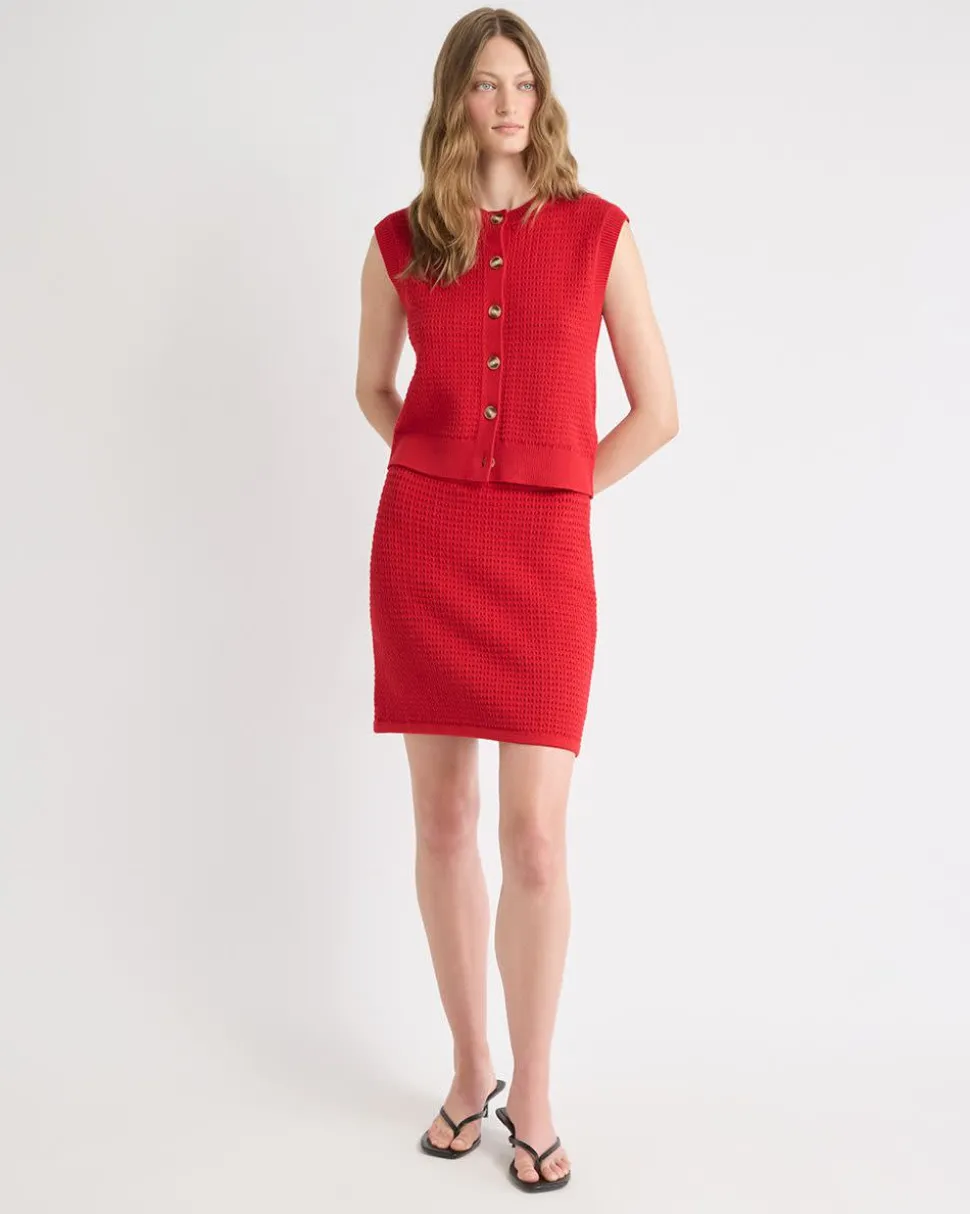 Short Sweater Vest with Pointelle Stitches