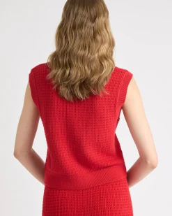 Short Sweater Vest with Pointelle Stitches