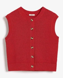 Short Sweater Vest with Pointelle Stitches