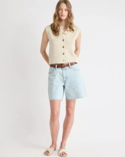 Short Sweater Vest with Pointelle Stitches