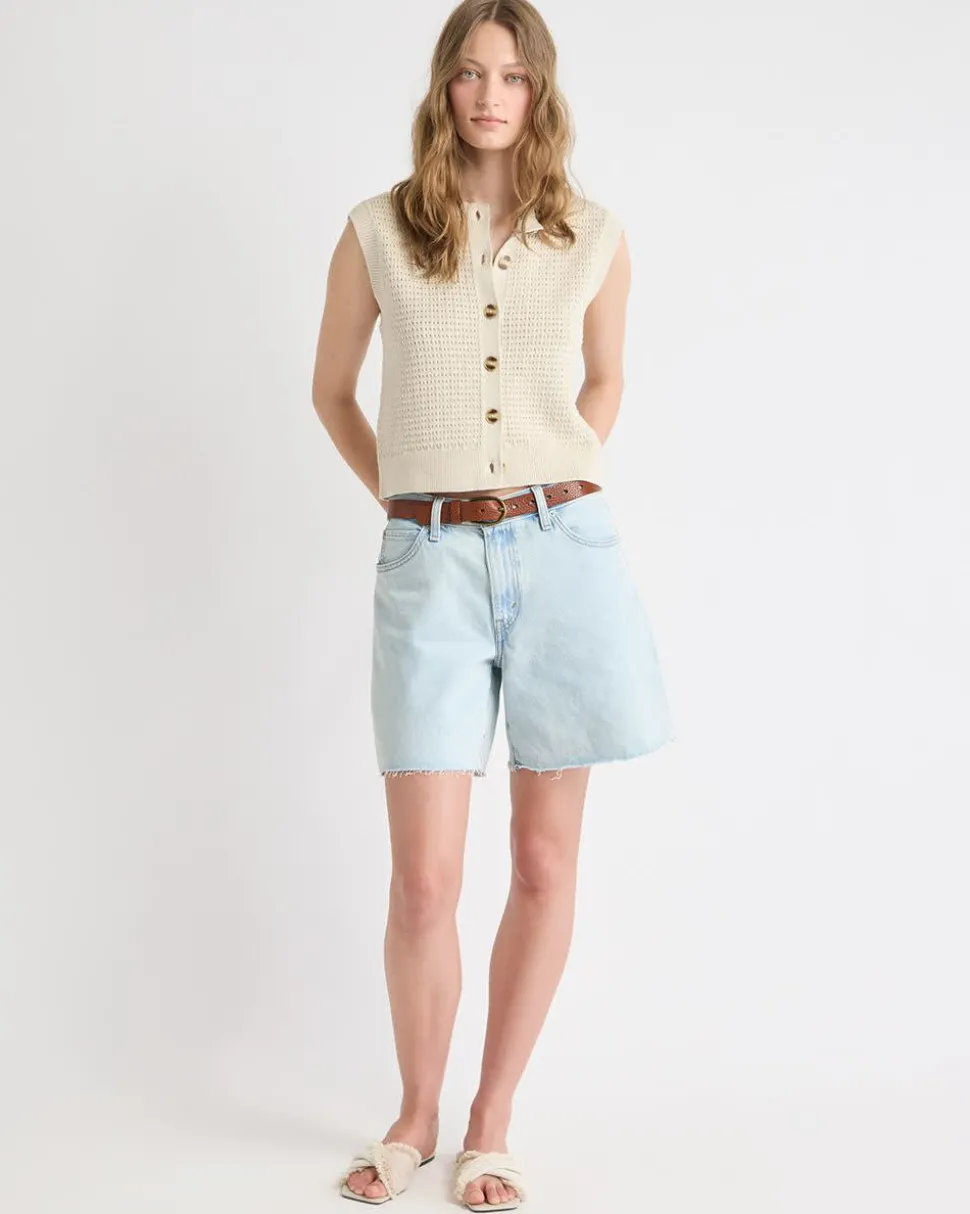 Short Sweater Vest with Pointelle Stitches