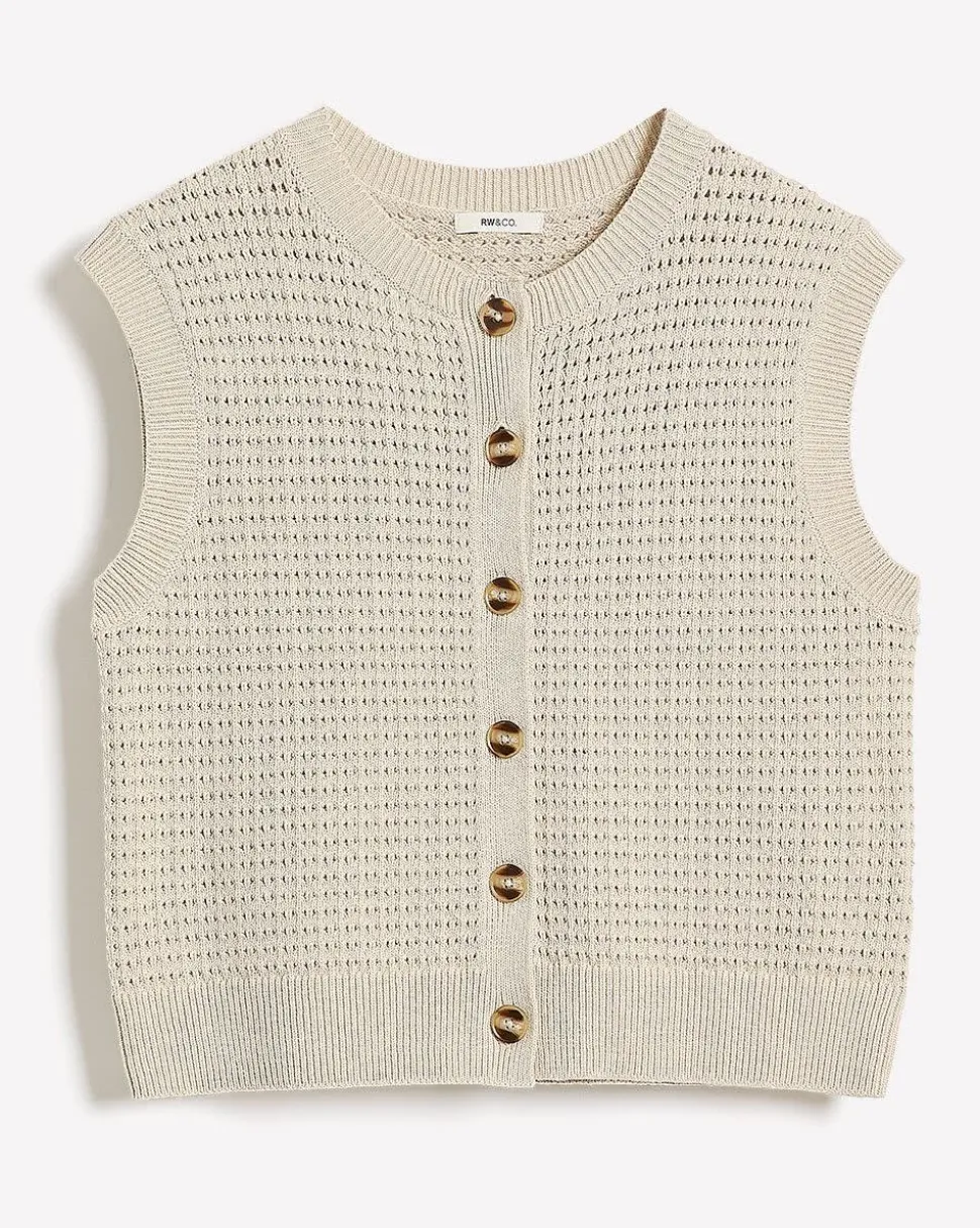 Short Sweater Vest with Pointelle Stitches