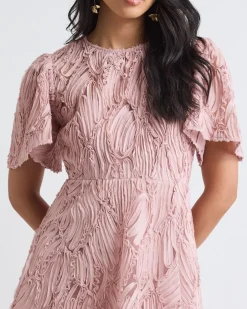 Short-Flutter-Sleeve Fit and Flare Novelty Dress