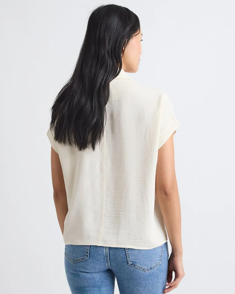 Short-Sleeve Buttoned-Down Blouse