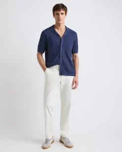 Short-Sleeve Buttoned-Down Argyle Sweater with Camp Collar
