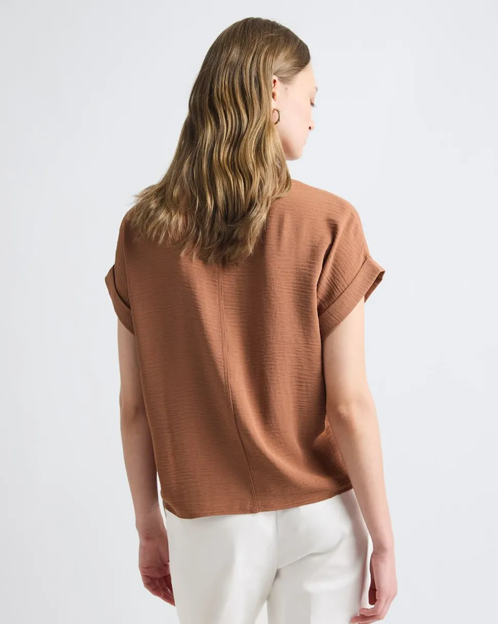 Short-Sleeve Buttoned-Down Blouse