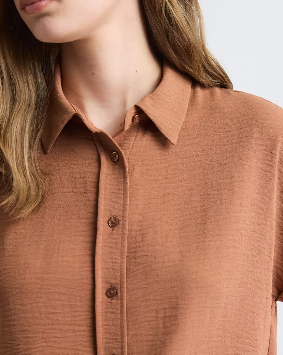 Short-Sleeve Buttoned-Down Blouse
