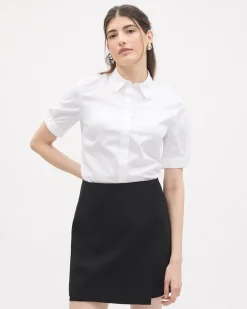 Short-Sleeve Buttoned-Down Poplin Blouse