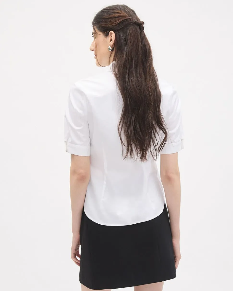 Short-Sleeve Buttoned-Down Poplin Blouse