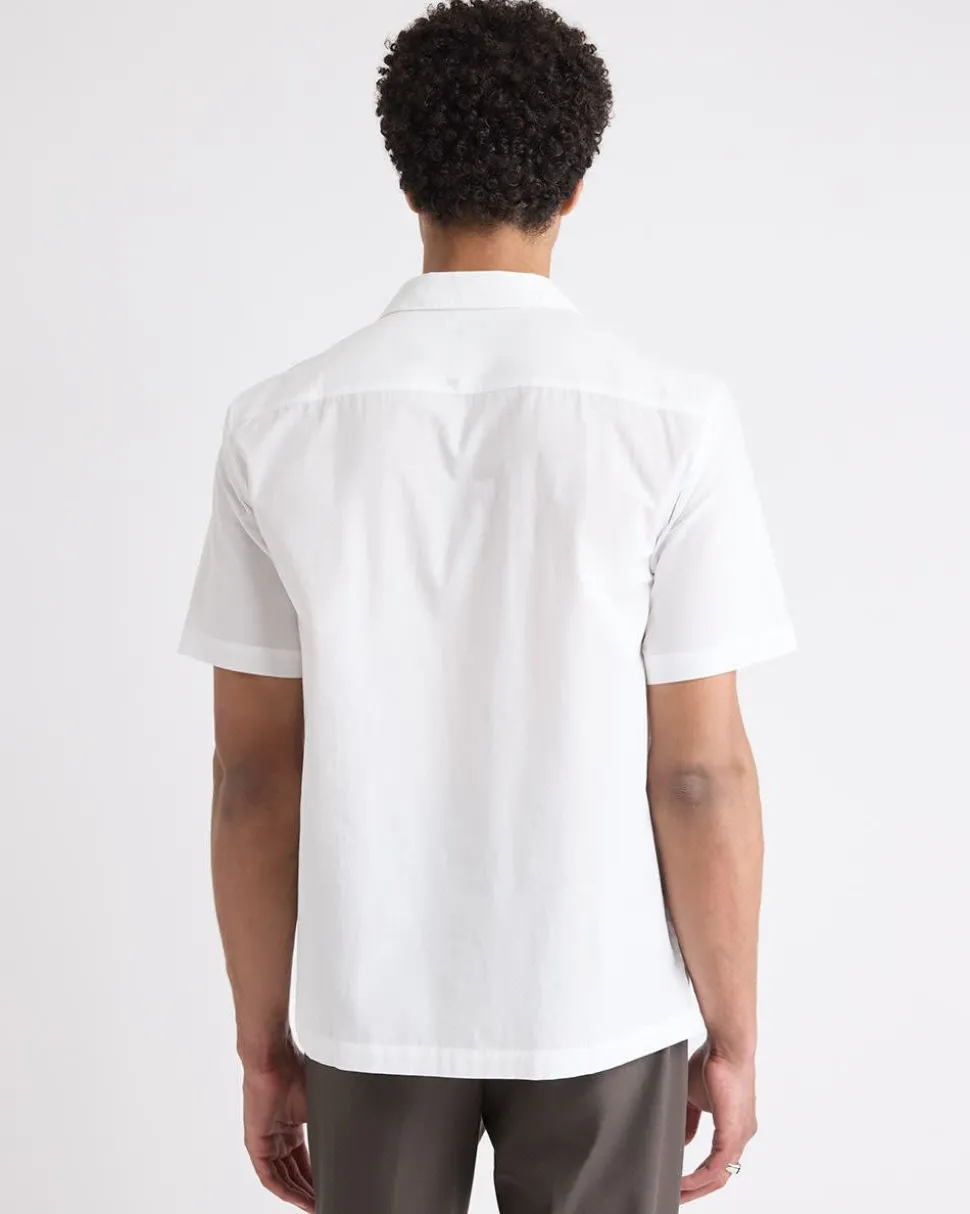 Short-Sleeve Camp-Collar Shirt with Embroidered Details