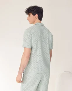 Short-Sleeve Camp-Collar Shirt with Embroidered Details
