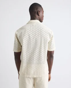 Short-Sleeve Camp-Collar Shirt with Embroidered Details