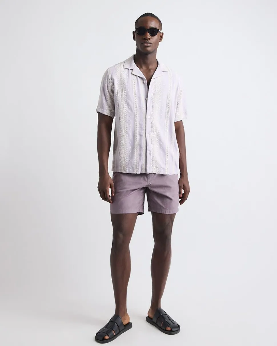 Short-Sleeve Camp-Collar Shirt with Embroidered Details