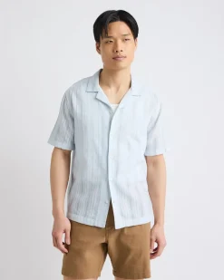 Short-Sleeve Camp-Collar Textured Shirt