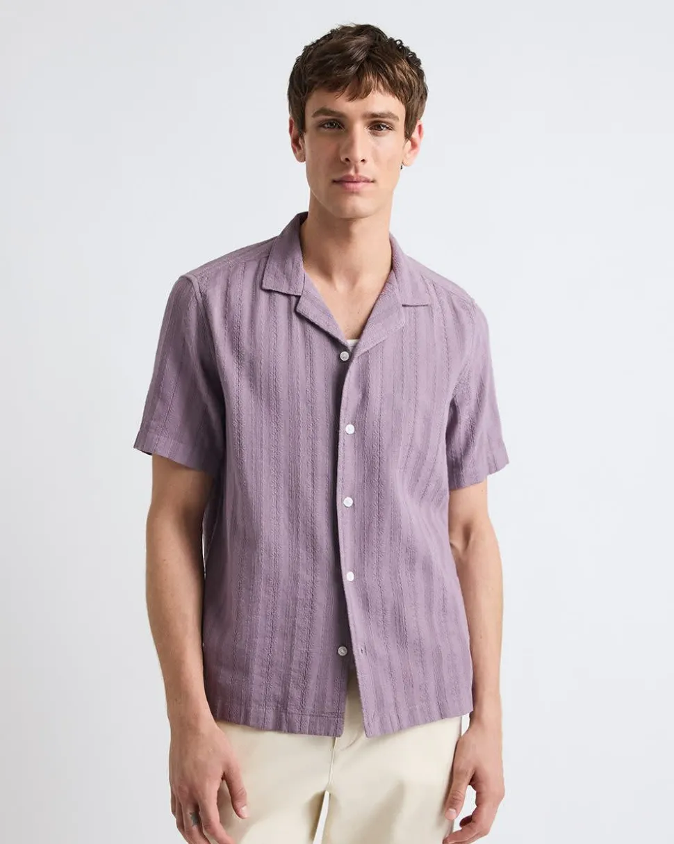 Short-Sleeve Camp-Collar Textured Shirt