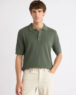 Short-Sleeve Cotton Polo with Fancy Stitches