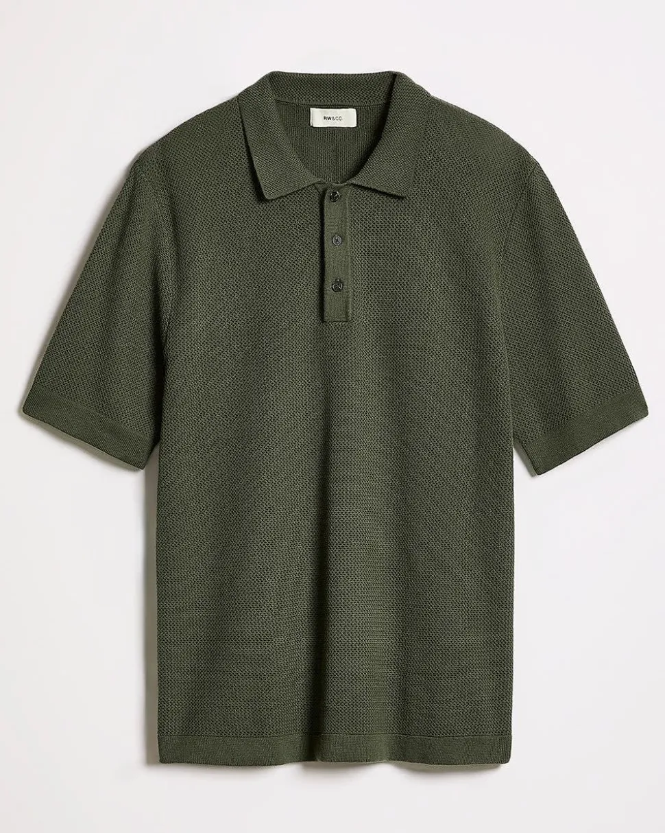 Short-Sleeve Cotton Polo with Fancy Stitches
