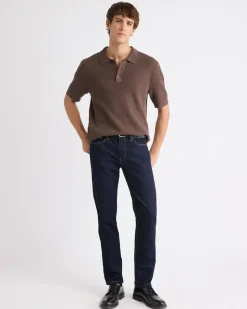 Short-Sleeve Cotton Polo with Fancy Stitches