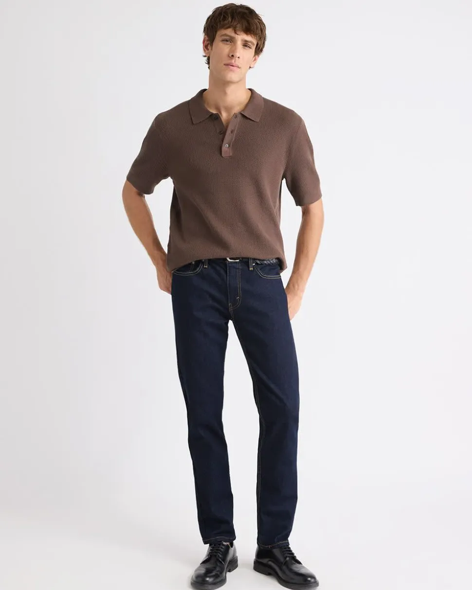 Short-Sleeve Cotton Polo with Fancy Stitches