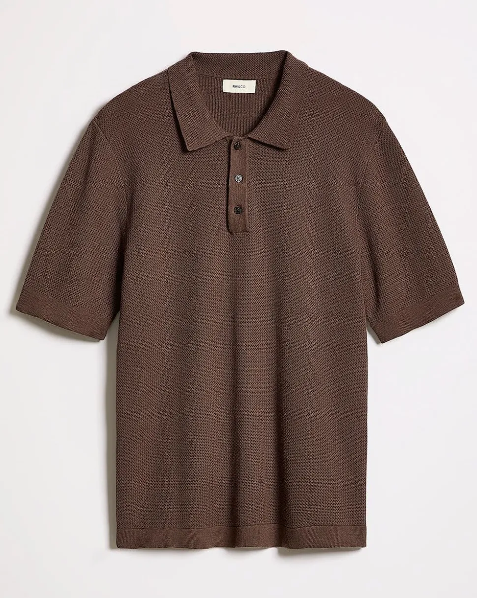 Short-Sleeve Cotton Polo with Fancy Stitches