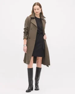 Short-Sleeve Crew-Neck Dress with Knot at Waist