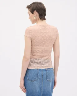 Short-Sleeve Crew-Neck Lace Top