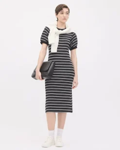 Short-Sleeve Crew-Neck Midi Dress