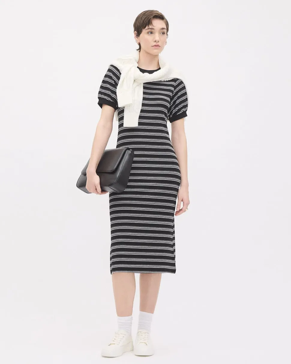 Short-Sleeve Crew-Neck Midi Dress