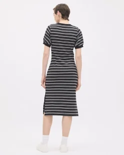 Short-Sleeve Crew-Neck Midi Dress