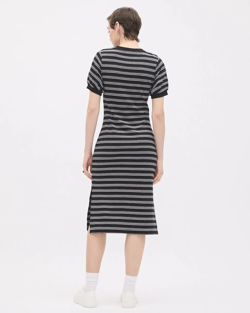 Short-Sleeve Crew-Neck Midi Dress