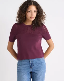 Short-Sleeve Crew-Neck Short Sweater
