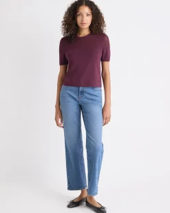 Short-Sleeve Crew-Neck Short Sweater