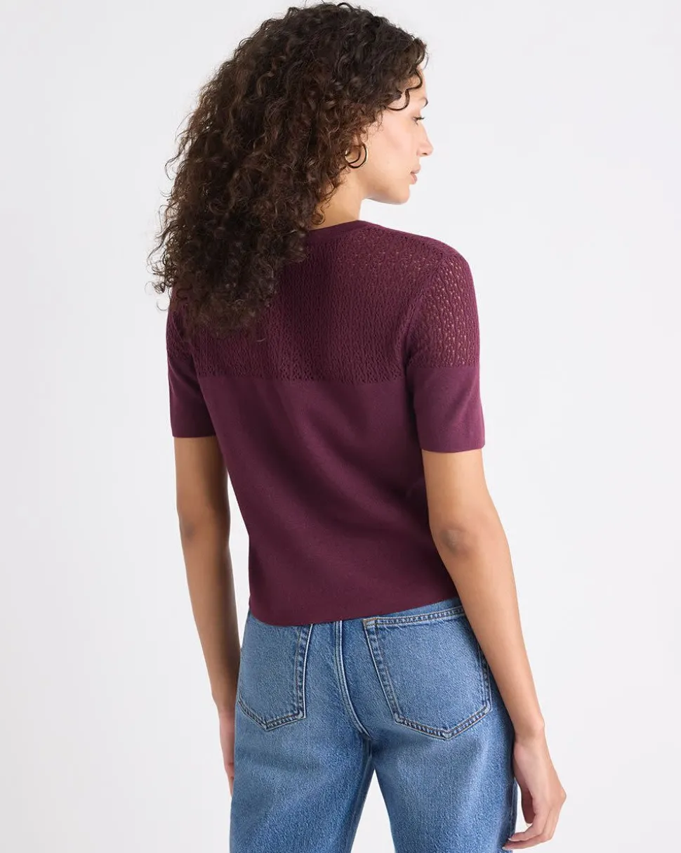 Short-Sleeve Crew-Neck Short Sweater