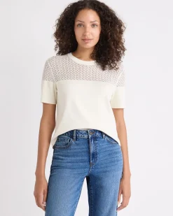 Short-Sleeve Crew-Neck Short Sweater