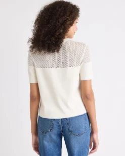 Short-Sleeve Crew-Neck Short Sweater