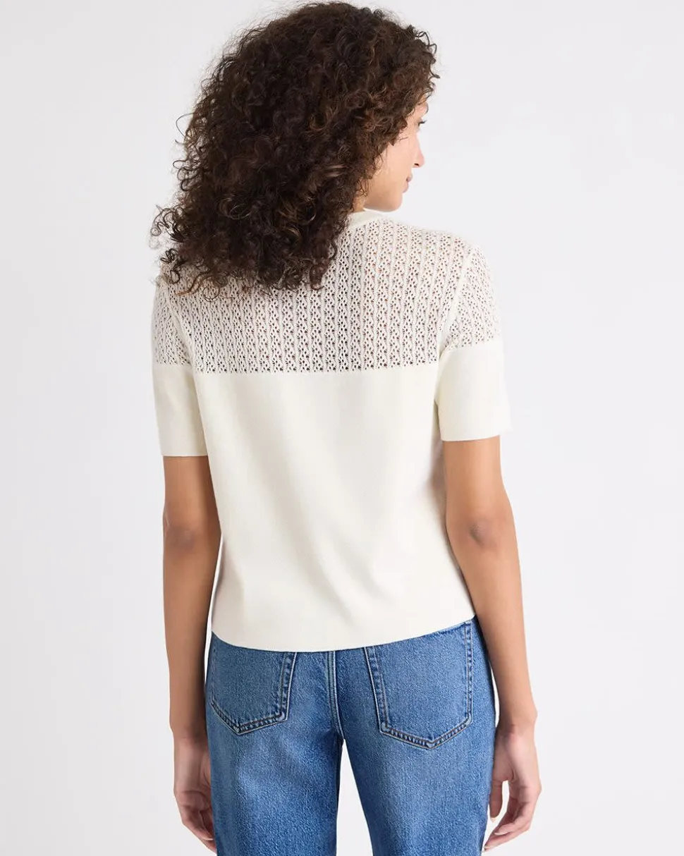 Short-Sleeve Crew-Neck Short Sweater