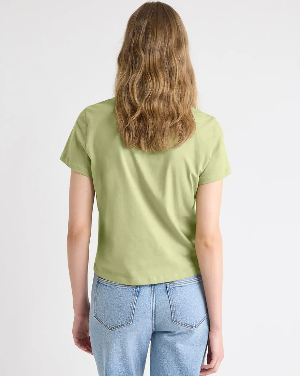 Short-Sleeve Crew-Neck Top with Embroideries