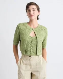 Short-Sleeve Crochet Cardigan