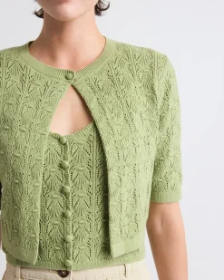 Short-Sleeve Crochet Cardigan