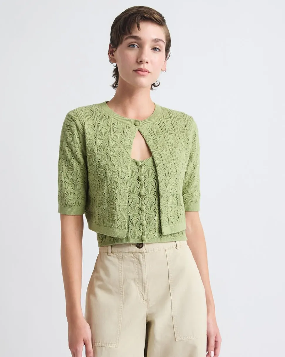 Short-Sleeve Crochet Cardigan