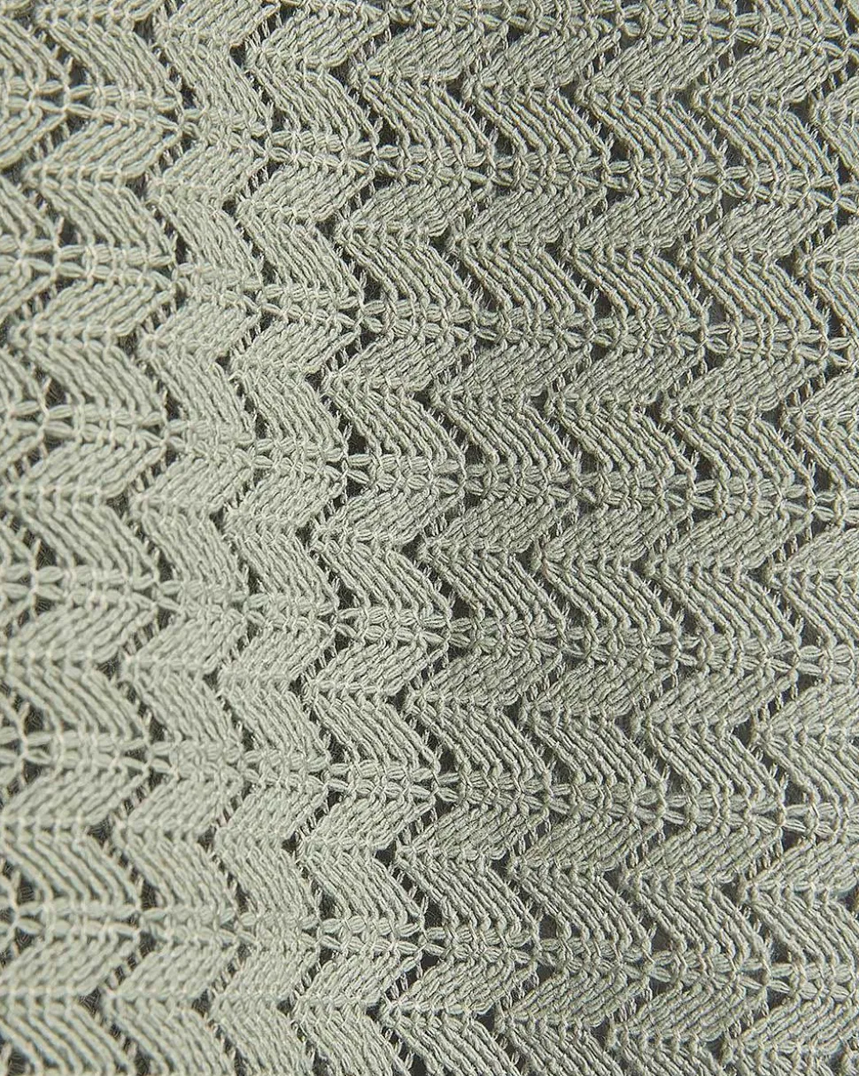 Short-Sleeve Crochet Shirt with Camp Collar